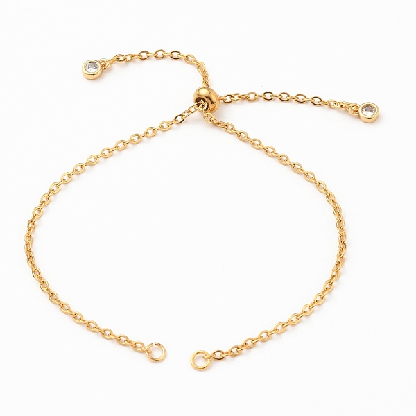 

PandaHall Adjustable 304 Stainless Steel Cable Chain Slider Bracelet/Bolo Bracelets Making, with Brass Cubic Zirconia Charms, Golden, Single...