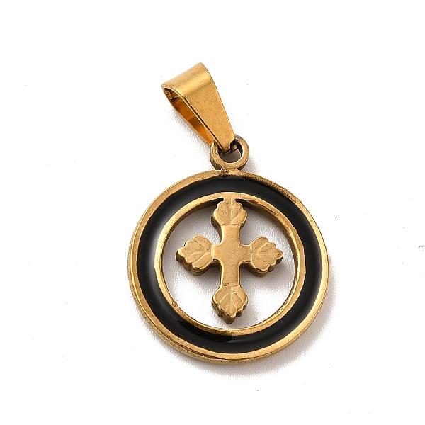

PandaHall Vacuum Plating 201 Stainless Steel Pendants, Enamel Ring with Cross Charms, Golden, 20.5x17x2mm, Hole: 7x3.5mm 201 Stainless Steel...