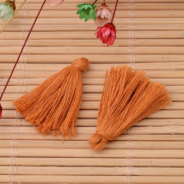 

PandaHall Cotton Thread Tassels Pendant Decorations, Goldenrod, 25~31x5mm, about 39~47pcs/bag Cotton Gold