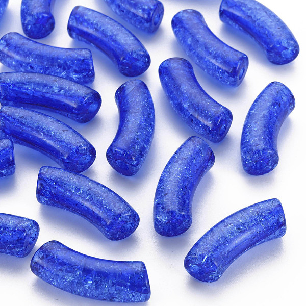 

PandaHall Transparent Crackle Acrylic Beads, Curved Tube, Medium Blue, 35x11.5x13.5mm, Hole: 3.5mm, about 148pcs/500g Acrylic Tube
