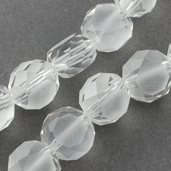 

PandaHall Frosted Glass Bead Strands, Faceted, Flat Round, Clear, 10x7mm, Hole: 1mm Glass Flat Round Clear
