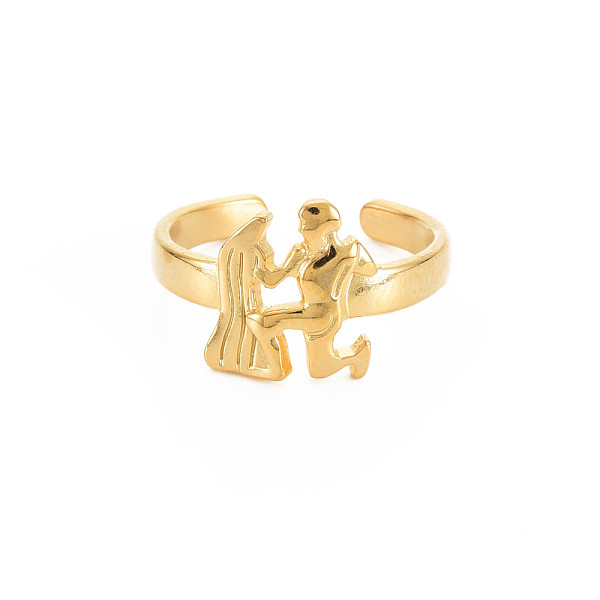 

PandaHall Ion Plating(IP) 304 Stainless Steel 12 Constellations/Zodiac Signs Open Cuff Ring for Women, Nickel Free, Real 18K Gold Plated...