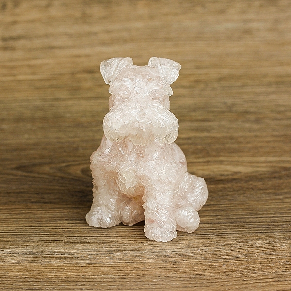 

PandaHall Resin Schnauzer Display Decoration, with Natural Rose Quartz Chips inside Statues for Home Office Decorations, 66x65x100mm Rose...