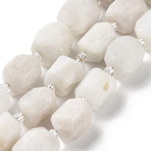 

PandaHall Natural White Moonstone Beads Strands, Nuggets, Faceted, with Seed Beads, 14~17x11~14x9~13.5mm, Hole: 1mm, about 20~22pcs/strand...