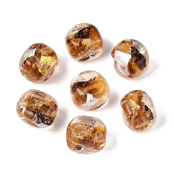 Handmade Gold  Silver Foil Glass Beads