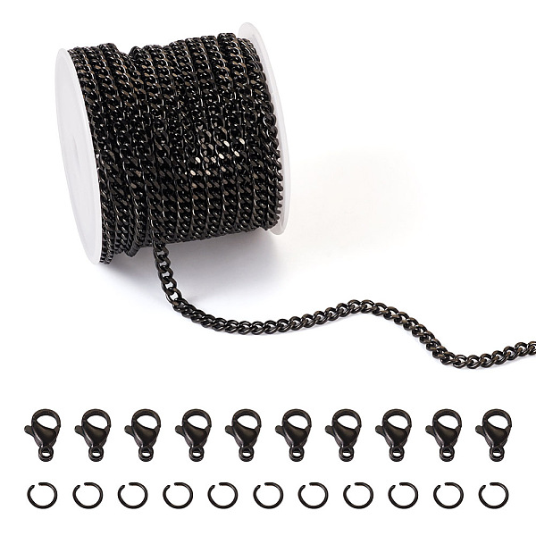

PandaHall DIY Chain Bracelet Necklace Making Kit, Including 304 Stainless Steel Heart Link Chains & Jump Rings & Clasps, Electrophoresis...