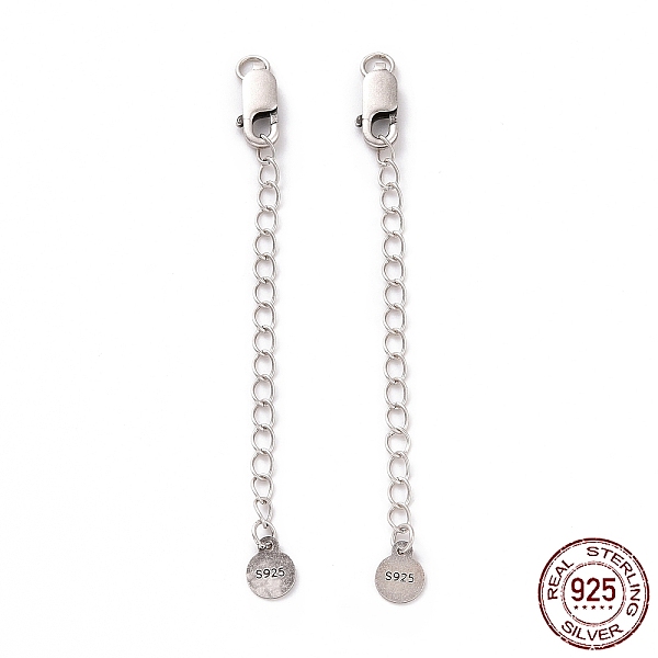 

PandaHall 925 Sterling Silver Chain Extenders, with Lobster Claw Clasps & Charms, Flat Round, Antique Silver, 64x2.5mm, Hole: 2.4mm Sterling...