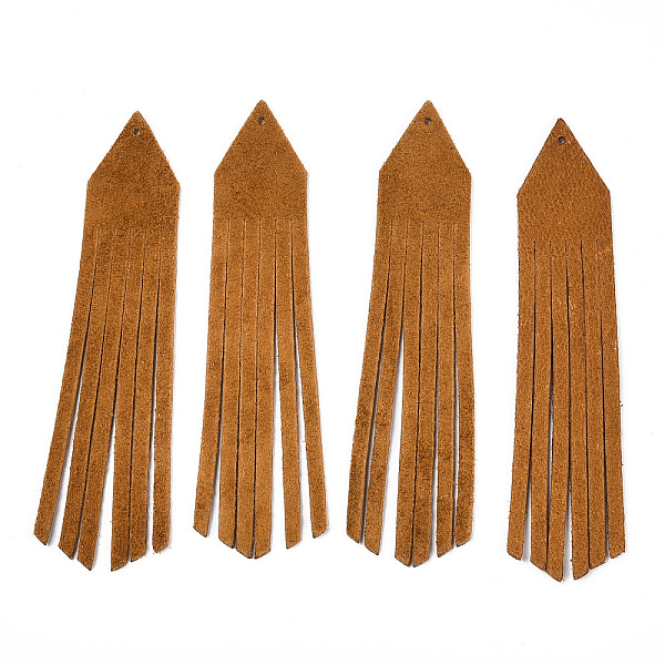 

PandaHall Eco-Friendly Sheepskin Leather Tassel Big Pendants, Peru, 90x18x1mm, Hole: 1.2mm Leather Brown