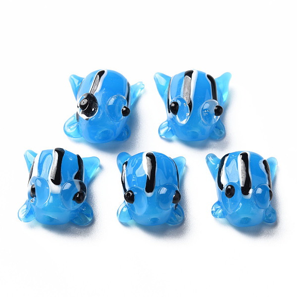 

PandaHall Handmade Lampwork Beads, Frog, Dodger Blue, 14.5~15.5x11~13x9mm, Hole: 1.2mm Lampwork Frog