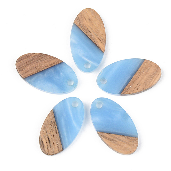 

PandaHall Opaque Resin & Walnut Wood Pendants, Oval, Cornflower Blue, 20x11x3mm, Hole: 2mm Resin+Wood Oval Blue