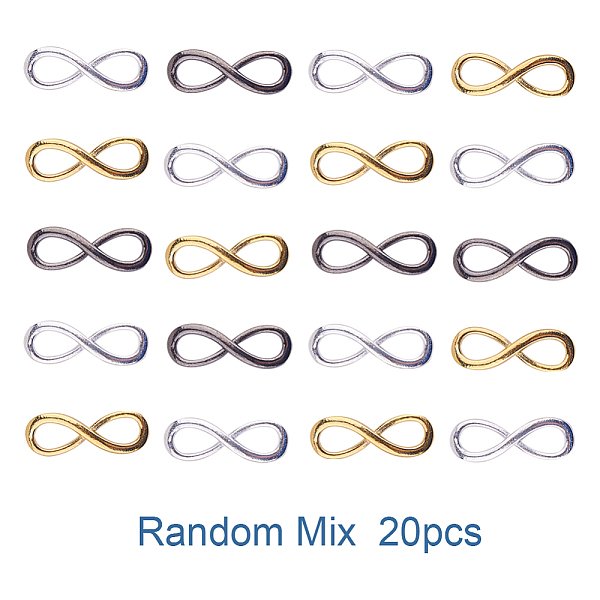 

PandaHall Multicolor Infinity Charm Pendant 30x10x2mm Connector Link Random, about 20pcs/bag, Mixed Color, 30x10x2mm Alloy Infinity