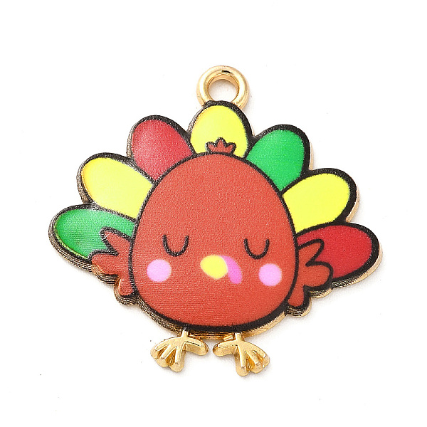 

PandaHall Cute Printed Alloy Pendants, Light Gold, Cadmium Free & Nickel Free & Lead Free, Turkey Charm, FireBrick, 26x26x2mm, Hole: 2mm..., Red