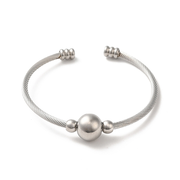 

PandaHall 304 Stainless Steel Round Beaded Cuff Bangles, Torque Bangles, Stainless Steel Color, Inner Diameter: 2x2-1/4 inch(5.1x5.8cm) 304...