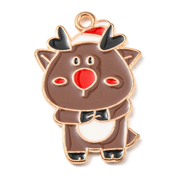 

PandaHall Alloy Enamel Pendants, Christmas Theme, Light Gold, Deer, 27.5x18x1.5mm, Hole: 1.5mm Alloy+Enamel Deer Brown