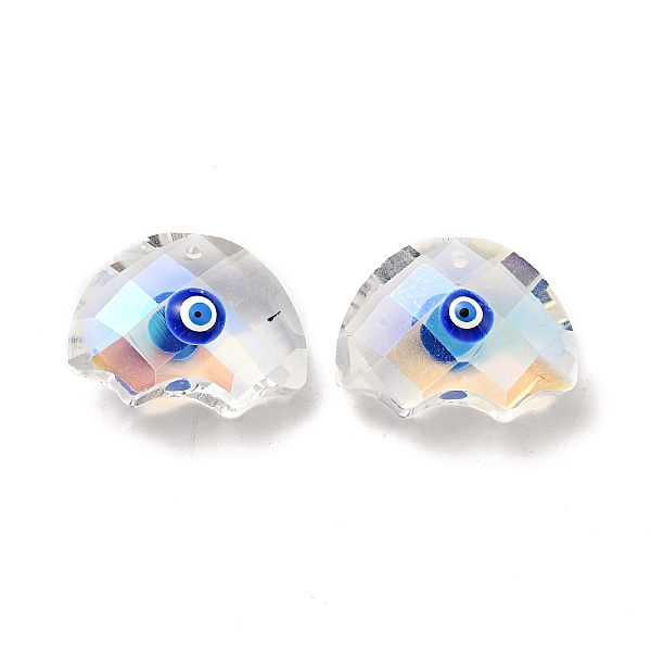 

PandaHall Transparent Glass Pendants, with Enamel, Faceted, Half Round with Evil Eye Pattern, Blue, 21x29x14.5mm, Hole: 1.6mm Glass Half...