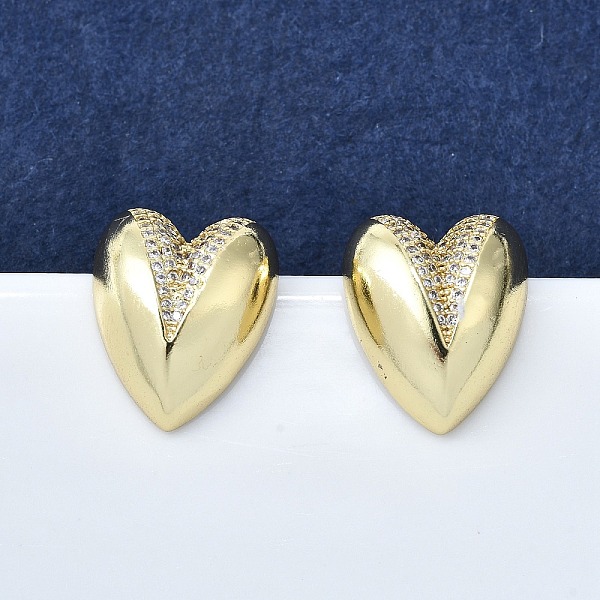 Boucles d'oreilles en laiton avec micro pavé de zircone cubique transparente pour femmes