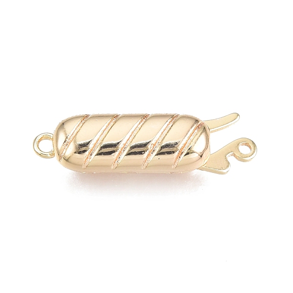 

PandaHall Brass Box Clasps, Oval, Nickel Free, Real 18K Gold Plated, 21.5x6.5x5mm, Hole: 1.2mm and 1mm Brass Oval