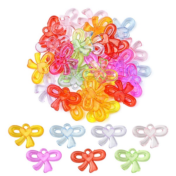 

PandaHall Transparent Acrylic Pendants, Bowknot Charms, Mixed Color, 24x33x5mm, Hole: 2.5mm Acrylic Bowknot Multicolor
