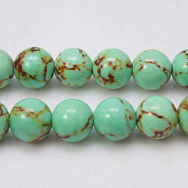 

PandaHall Synthetic Turquoise Beads Strands, Dyed, Round, Medium Aquamarine, 8mm, Hole: 1mm, about 50pcs/strand, 15.7 inch Synthetic..., Cyan