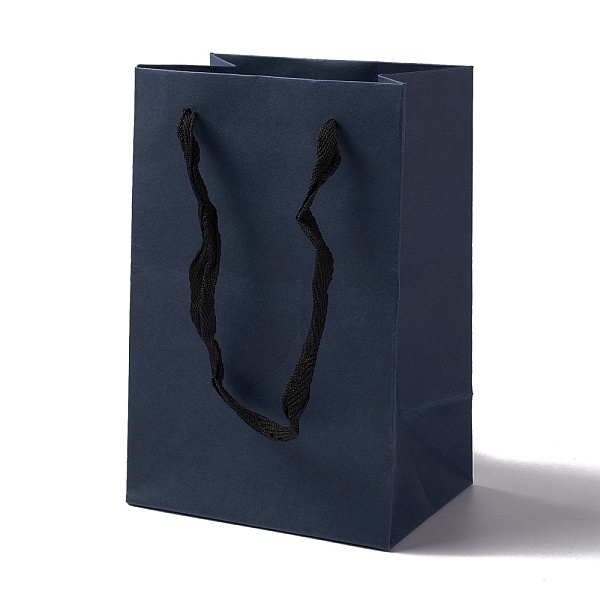 

PandaHall Kraft Paper Bags, with Ribbon Handles, Gift Bags, Shopping Bags, Rectangle, Prussian Blue, 18x12x8.6cm; Fold: 18x12x0.4cm Paper...