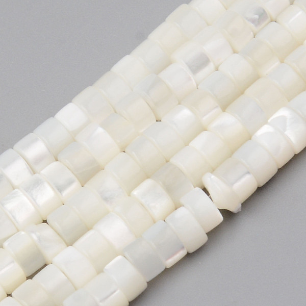 

PandaHall Natural Trochid Shell/Trochus Shell Beads Strands, Flat Round, White, 4x2mm, Hole: 1mm, about 163pcs/strand, 14.57 inch(37cm)...