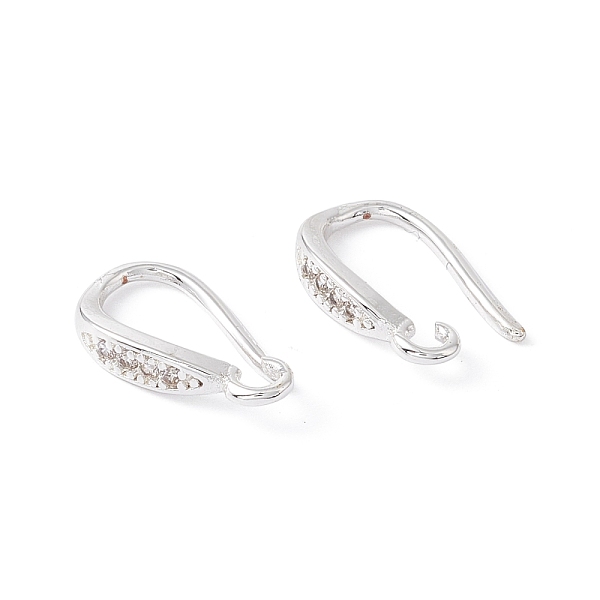 

PandaHall Brass Micro Pave Clear Cubic Zirconia Ear Hooks, with Horizontal Loops, Cadmium Free & Lead Free, Silver, 14x9x3mm, Hole: 1.6mm...