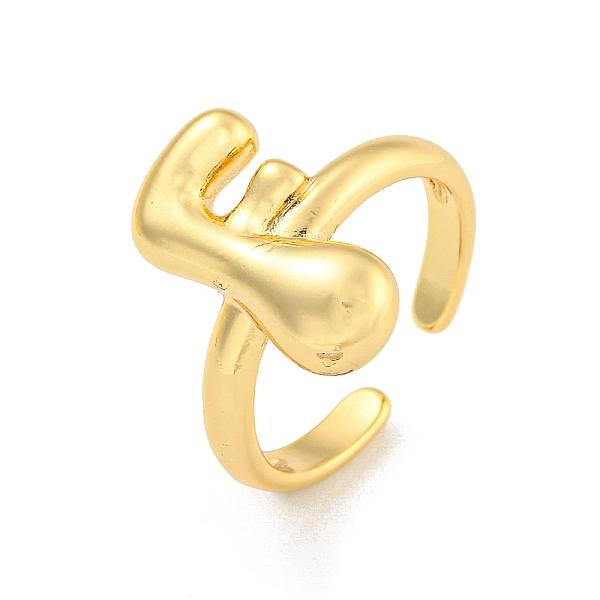 

PandaHall Brass Letter Open Cuff Rings for Women, Adjustable, Real 18K Gold Plated, Letter F, 15~16.5x7~16.5mm Brass Letter F