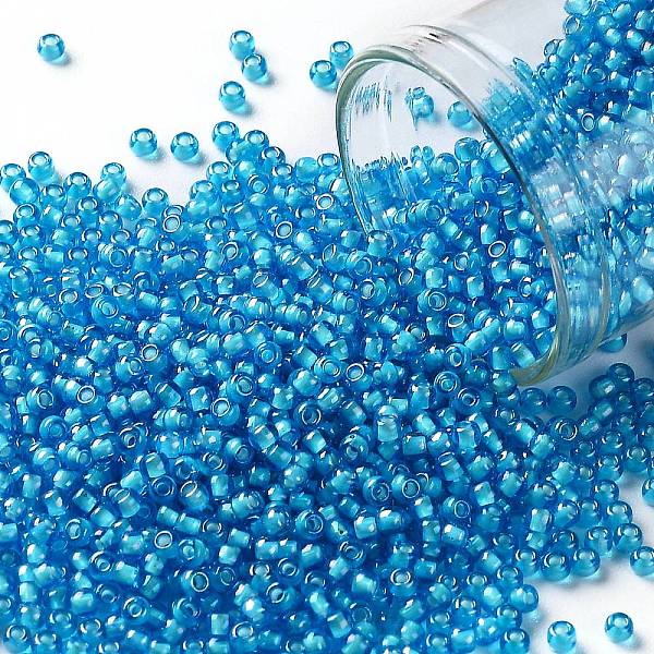 

PandaHall TOHO Round Seed Beads, Japanese Seed Beads, (931) Inside Color Aqua/White Lined, 11/0, 2.2mm, Hole: 0.8mm, about 1110pcs/10g Glass...