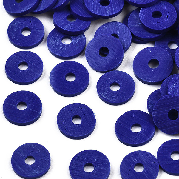 

PandaHall Handmade Polymer Clay Beads, Disc/Flat Round, Heishi Beads, Dark Blue, 6x1mm, Hole: 2mm, about 23500pcs/1000g Polymer Clay Disc