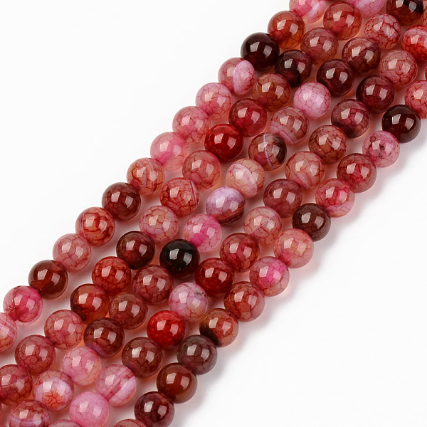 

PandaHall Natural Crackle Agate Beads Strands, Dyed & Heated, Round, FireBrick, 6mm, Hole: 1mm, about 63~65pcs/strand, 14.76 inch(37.5cm)..., Red