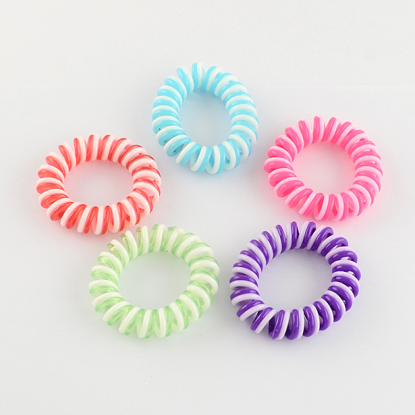 

PandaHall Telephone Cord Elastic Hair Ties, Ponytail Holder, Plastic, Mixed Color, 22~30mm, about 20pcs/bag Plastic Multicolor