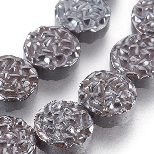 

PandaHall Electroplated Non-magnetic Synthetic Hematite Bead Strand, Flat Round, Hematite Plated, 10x4mm, Hole: 1mm, about 40pcs/strand...