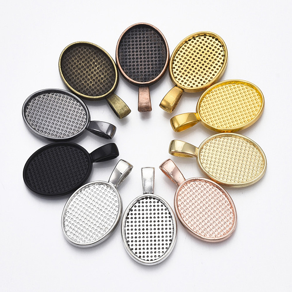 

PandaHall Alloy Pendant Cabochon Settings, Cadmium Free & Lead Free, Plain Edge Bezel Cups, Oval, Mixed Color, 31x12.5x6mm, Hole: 3x6.5mm...