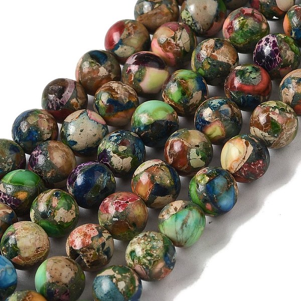 

PandaHall Dyed Natural Imperial Jasper Beads Strands, Round, Colorful, 6mm, Hole: 1mm, about 60pcs/strand, 15.04''(38.2cm) Imperial Jasper...