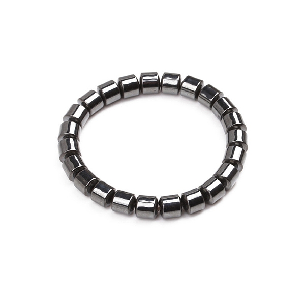 

PandaHall Non-magnetic Synthetic Hematite Beaded Stretch Bracelet, Column, Inner Diameter: 2-3/8 inch(6cm) Hematite Column