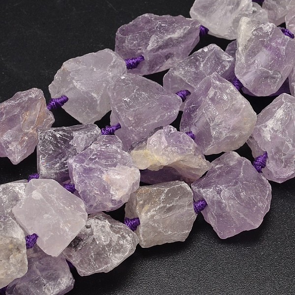 

PandaHall Nuggets Natural Amethyst Bead Strands, Lilac, 16~28x9~20x10~25mm, Hole: 1mm, about 16~17pcs/strand, 15.5 inch Amethyst Nuggets..., Purple