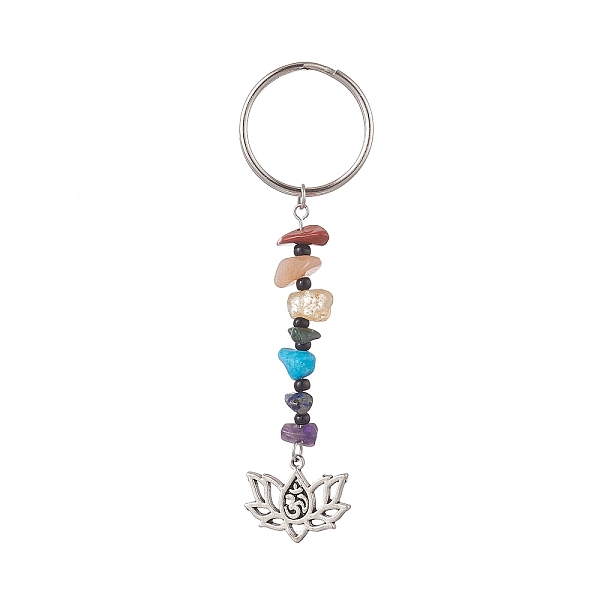 

PandaHall Natural Gemstone Chips Keychains, Alloy Charms Keychains with Iron Split Key Rings, Flower, 8.8cm, Charm: 16x20x1.5mm Mixed Stone...