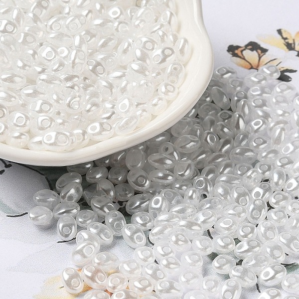 

PandaHall Opaque ABS Beads, Double Hole, Oval, White, 6x4.5x3.3mm, Hole: 1.2mm, about 14516pcs/500g ABS Plastic Oval White