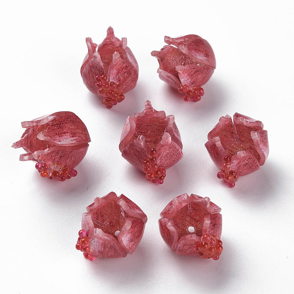 

PandaHall Plastic Beads, Pomegranate, Indian Red, 15~16x15.5~17x13~14mm, Hole: 1.4mm Plastic Fruit