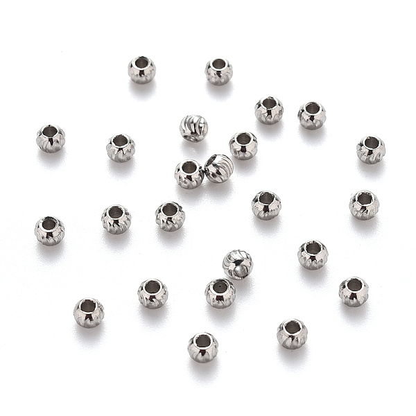 

PandaHall 201 Stainless Steel Corrugated Beads, Round, Stainless Steel Color, 3x2.5mm, Hole: 1.2mm 201 Stainless Steel Round