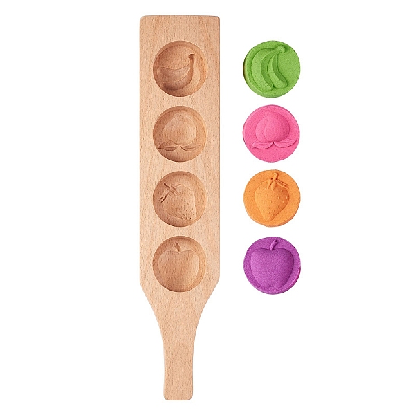

PandaHall Flat Round Wooden Press Mooncake Molds, Pastry Molds, Cake Molds, 4 Cavities with Fruit, BurlyWood, 350x75x20mm Wood Flat Round..., Orange