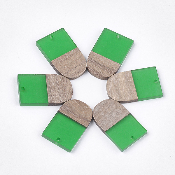 

PandaHall Resin & Walnut Wood Pendants, U Shape, Lime Green, 32x19.5x3.5~4.5mm, Hole: 2mm Resin+Wood Others Green