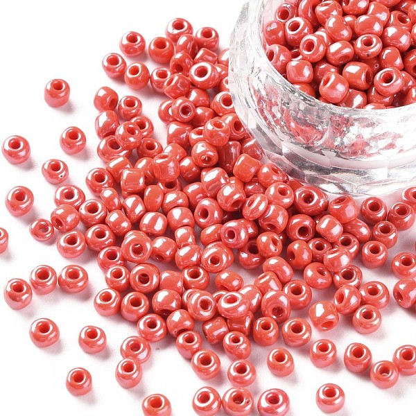 

PandaHall 6/0 Glass Seed Beads, Opaque Colors Lustered, Round, Round Hole, Dark Orange, 6/0, 4mm, Hole: 1.5mm, about 500pcs/50g, 50g/bag...