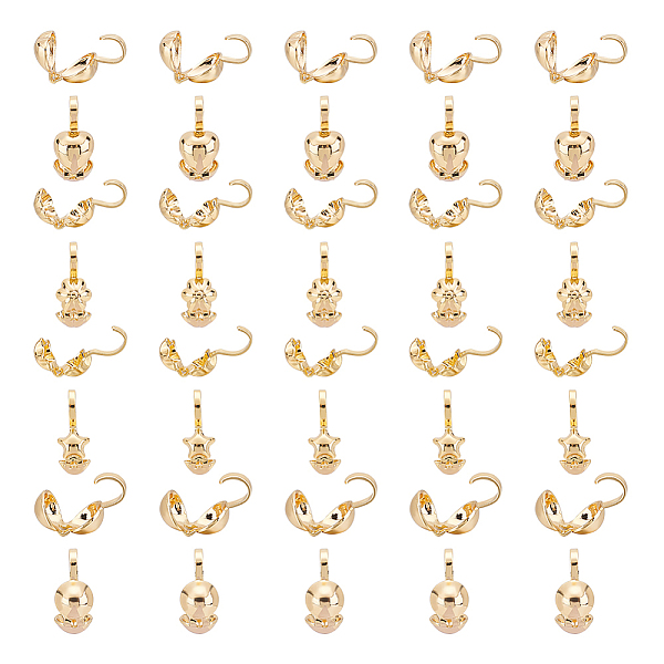 

PandaHall Unicraftale 40Pcs 4 Style Brass Bead Tips, Calotte Ends, Clamshell Knot Cover, Heart & Round & Flower & Star Shape, Real 18K Gold...