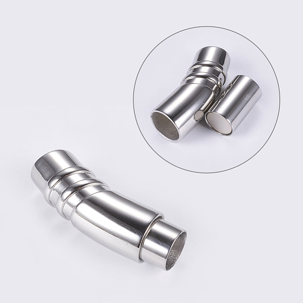 304 Stainless Steel Magnetic Clasps With Glue-in Ends