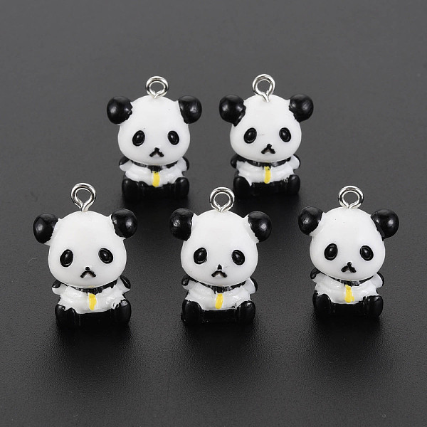 

PandaHall Opaque Resin Pendants, with Platinum Plated Iron Loops, Panda, Black, 21x16x12mm, Hole: 2mm Iron+Resin Panda Black