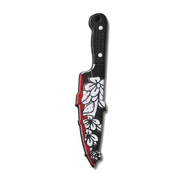 

PandaHall Printed Opaque Acrylic Pendants, Flower, Knife, Flower, 57x11x2mm, Hole: 1mm Acrylic Flower