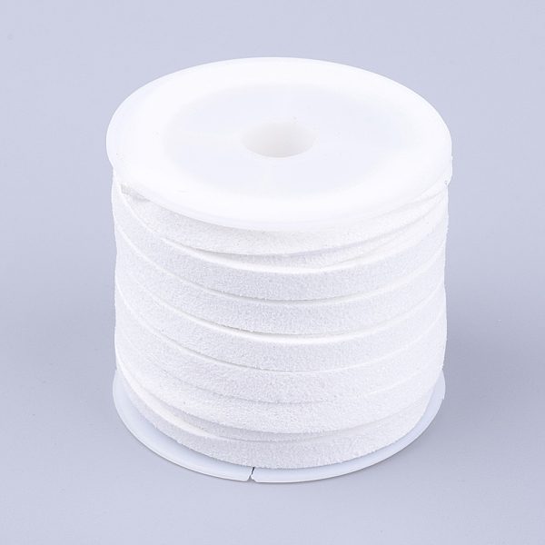 

PandaHall Faux Suede Cord, Faux Suede Lace, White, 5x1.5mm, about 5.46 yards(5m)/roll, 25rolls/bag Faux Suede White