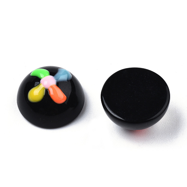 

PandaHall Opaque Resin Enamel Cabochons, Half Round with Colorful Windmill, Black, 15x8.5mm Resin Half Round Black
