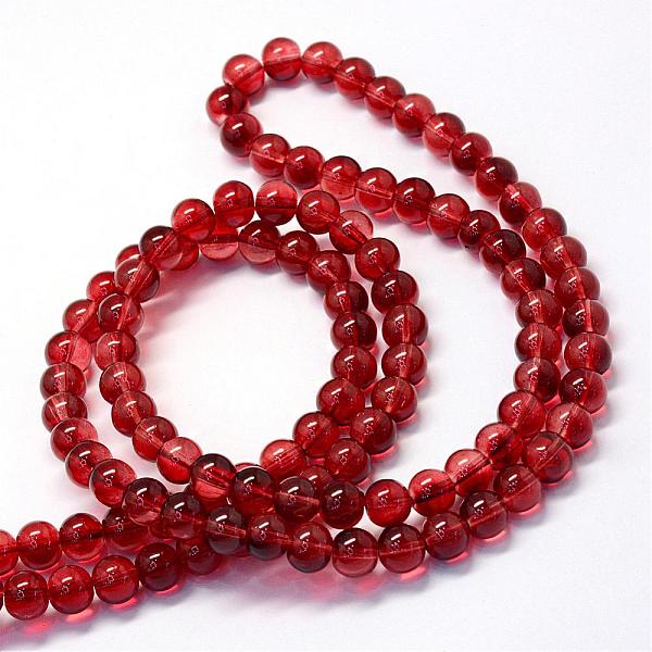 

PandaHall Baking Painted Transparent Glass Round Bead Strands, FireBrick, 4.5~5mm, Hole: 1mm, about 210pcs/strand, 31.4 inch Glass Round Red